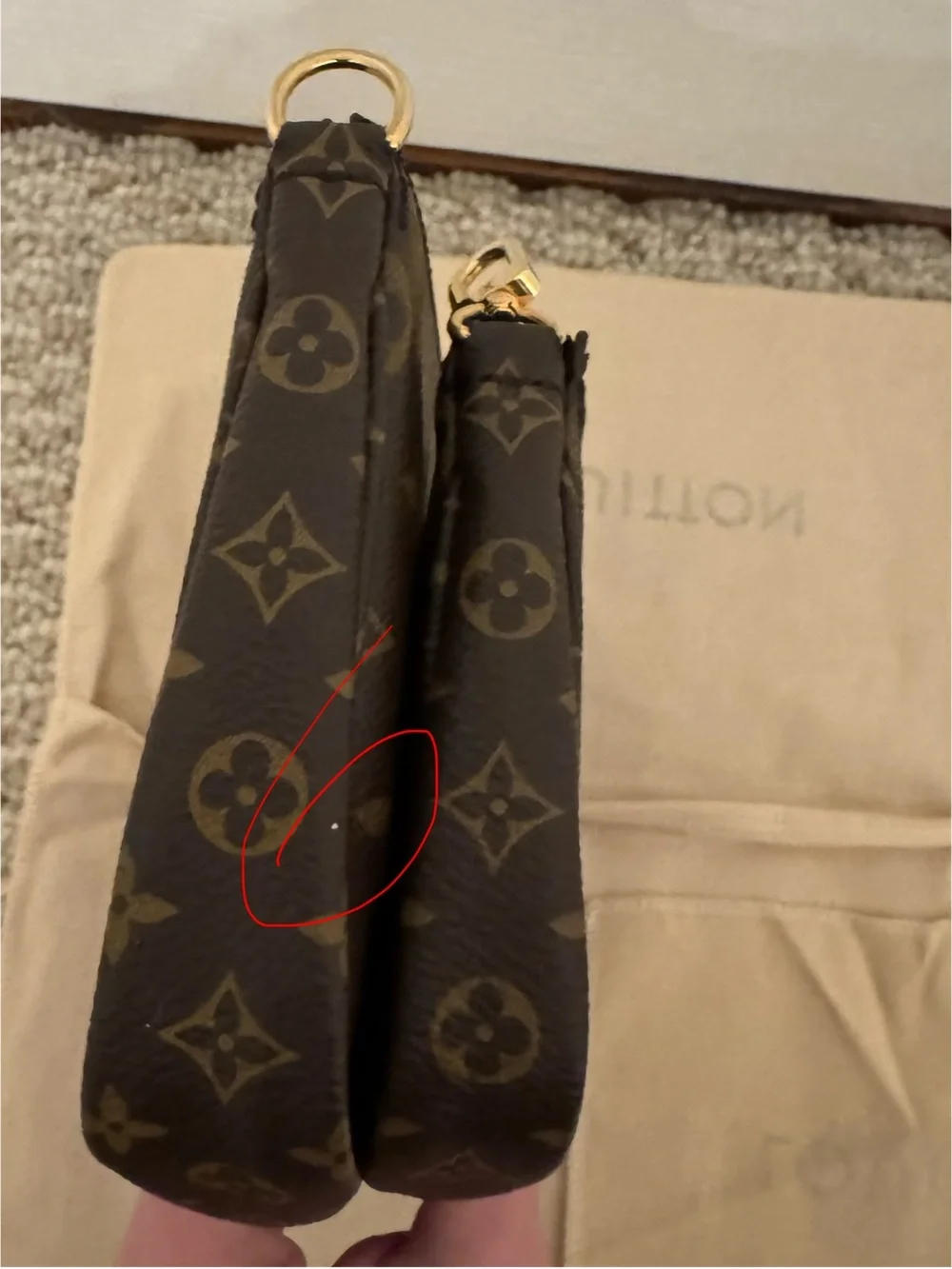 Louis Vuitton Monogram Mini Pochette Trio with Gold Chain